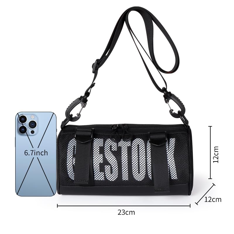 Geestock Mini Duffel Gym Bag for Women & Men, Barrel Crossbody Casual Purse Small Shoulder Bag with Adjustable Strap for Sports, Concert & Daily Use2