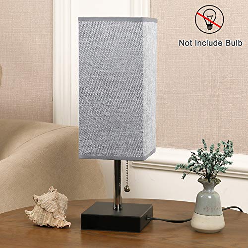 Bedside Table Lamp Minimalist Solid Table Lamp with Square Flaxen Fabric Shade 120V