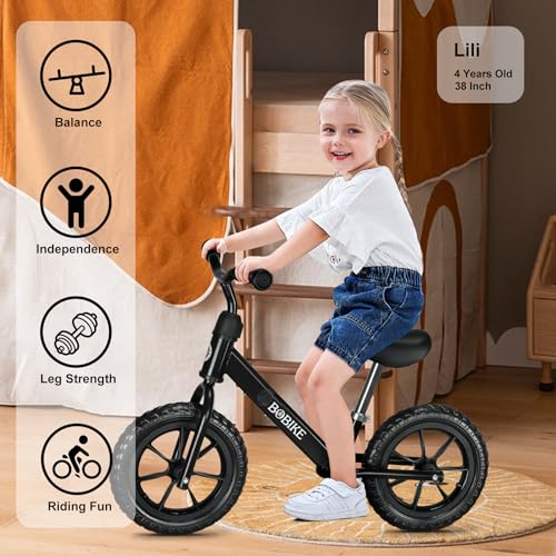 Image of Bobike Toddler Balance Bike Toys for 2 to 5 Year Old Girls Boys Adjustable Seat and Handlebar No-Pedal Training Bike Best Gifts for Kids