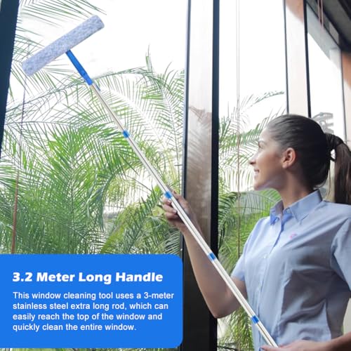 Image of Window Squeegee Cleaner Kit, 35cm Window Squeegee Cleaner Tool Kit, Glass Cleaning Tools with Silicon Squeegees & Microfiber, Windows Cleaning Kit for Shower Glass Mirror Door Car