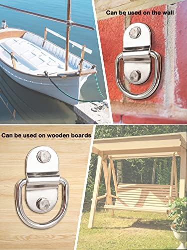 TooTaci 6 Pack D-Ring Trailer Tie Down Anchor with Screws,1/4" Stainless Steel Heavy Duty Tie Down Lashing Rings,Anchor Point For Loads securing in Van, Boats,Trailers Trucks,Floor Mount