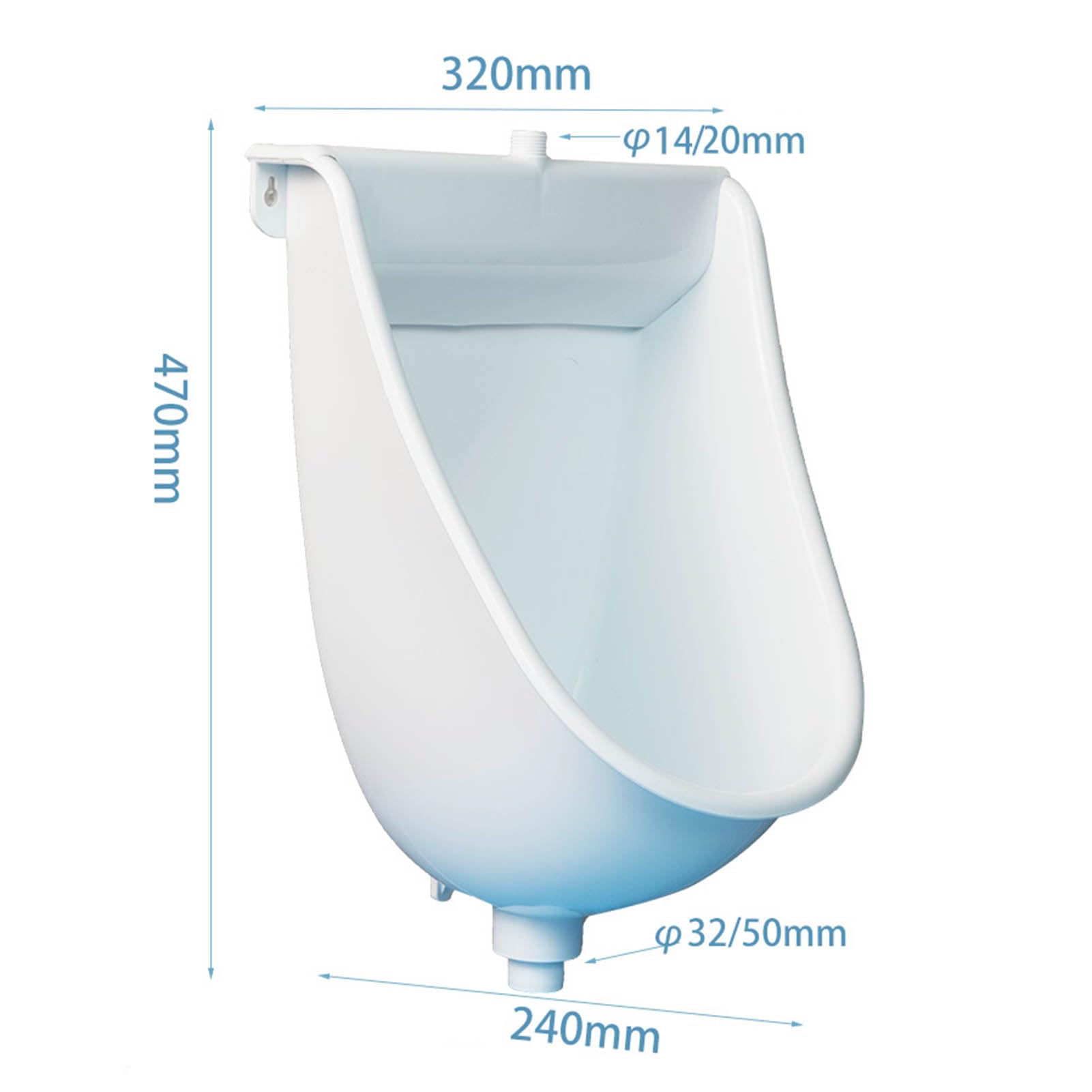Urinarios de plástico comerciales montados en la pared para hombres, urinario universal de alta eficiencia, desviador de orina de inodoro al aire libre, orinario de baño para adultos, urinario sin