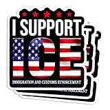 (Pack of 3) 3 Inches I Support ICE Officers American Flag Sticker, Us Immigration Waterproof Vinyl Stickers for Laptop Water Bottle Tumbler Phone Notebook Car