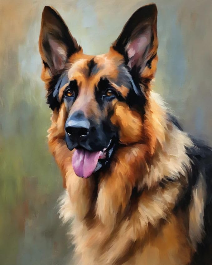 ZMHZMY Adults' Paint-by-Number Kits,German Shepherd,DIY Acrylic Painting Kit for Hand Art,40x50cm,Without Frame