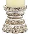 Stonebriar Antique White Wooden Pillar Candle Holder, Vintage Seaside Pillar Stand for Dining Table Centerpiece, Coffee Table, Mantel, Or Any Table Top, Small