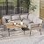 DWVO Patio Furniture Set, 4 Pieces Outdoor Patio Conversation Set, All-Weather PE Rattan Sectional L-Shaped Sofa with Soft Cushion and Side Table for Backyard, Porch, Boho Detachable Lounger (Beige)