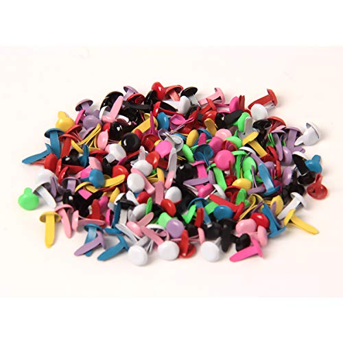 yalansmaiP 200 Pieces Mini Brads Multi Color Small Round Paper Fasteners Brass Pastel Metal Brads for Art Scrapbooking Crafts DIY Projects Supplies, 8x12mm