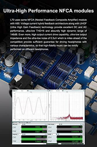 Image of Topping L70 Fully Balanced NFCA Headphone Amp - 4-Pin-XLR /4.4mm Balanced /6.35mm SE Headphone Jacks Amplifier 7500mW x 2 Ouput R2R Volume Control HiFi Amp Audio Hi-Res Preamplifier(Black)