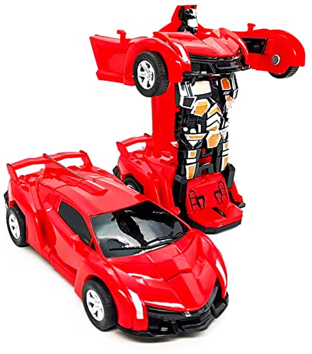 FQDVM Transformers Roboterauto, 2-in-1, bestes Spielzeug für 3, 4, 5, 6, 7, 8 Jahre, Weihnachten, Geburtstagsgeschenke für 3–12 Jahre alte Jungen und Mädchen (rot)