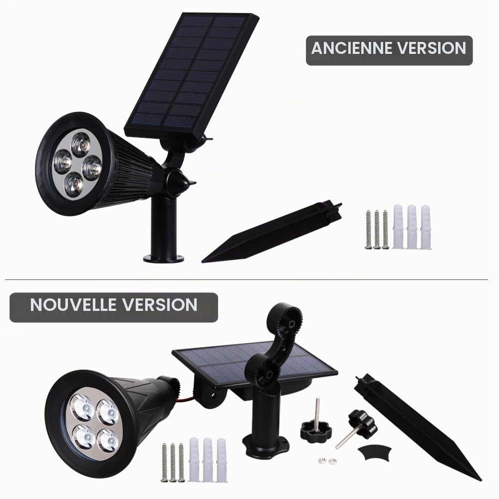T-SUN 【4 Pack】 Spot Solaire Extérieur Étanche LED Projecteur Éclairage Jardin Décoration pour Paysage Cour Chemin Allé (4000K)