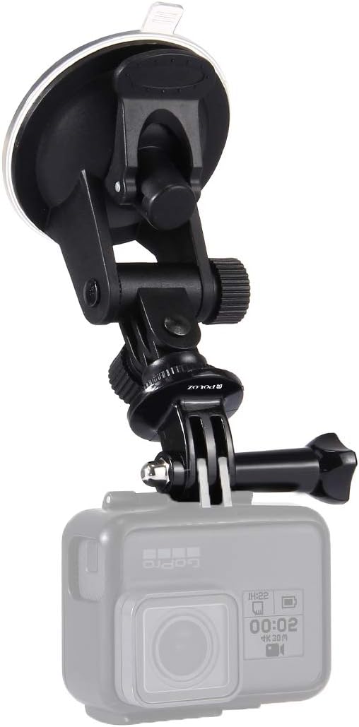 PULUZ Suction Cup Mount for Gopro Car Mount, Adjustable Vehicle Window & Windshield Mount Holder, Compatible with GoPro Hero 12 11 10 9 8 7/Insta360 X3 x2/DJI OSMO Action Camera Mount