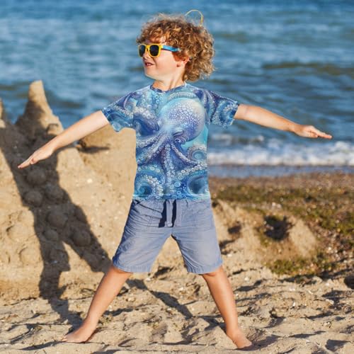 Kids Swimsuit White Squid Winter Sunscreen T-Shirts Swimwear Sets UPF 50+4