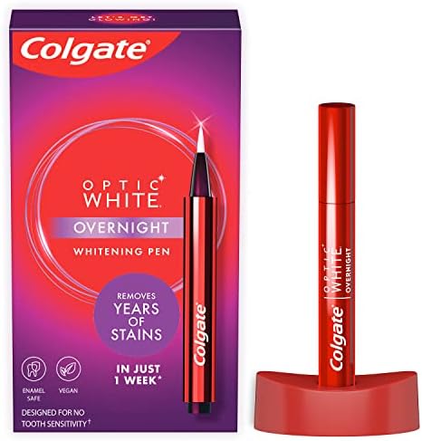 Colgate Optic White Overnight Teeth Whitening Pen, Teeth Stain Remover to Whiten Teeth, 35 Nightly Treatments