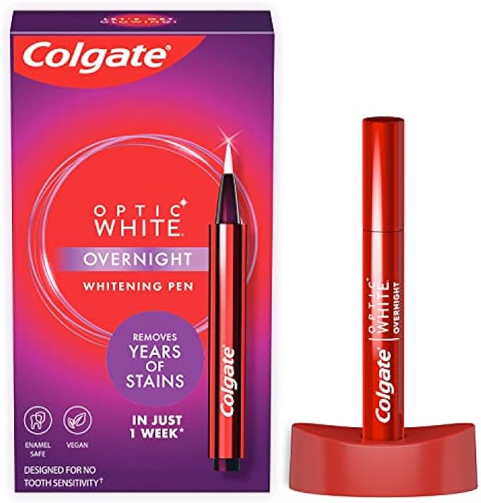 Colgate Optic White Overnight Teeth Whitening Pen, Removes Years Of Stains In Just 1 Week When Used As Directed,Teeth Stain Remover to Whiten Teeth, 35 Nightly Treatments, 0.08 Fl Oz