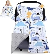 Dinosaur Car Seat Cover for Boys Girls, Rquite Minky Infant Carseat Canopy with Peekaboo Opening,...