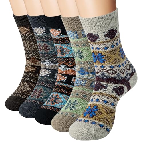 YSense Snug 5 Pares Colorido Calcetines Invierno de Lana Para