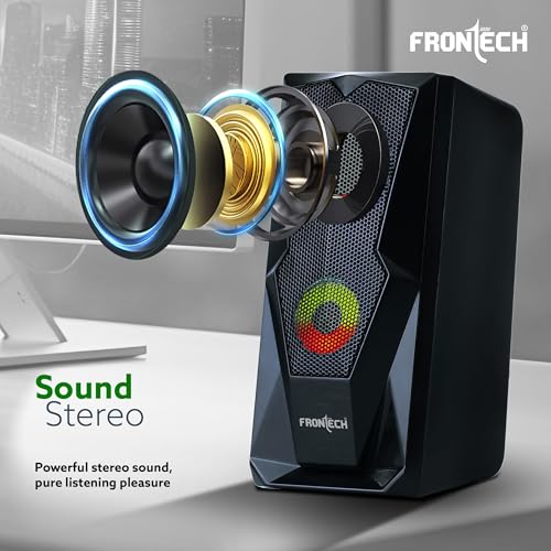 Image of FRONTECH 2.0 Channel Multimedia Speakers - 12W | USB Powered | RGB Lighting | 3.5mm AUX | 1 Year Warranty (SPK-0013)