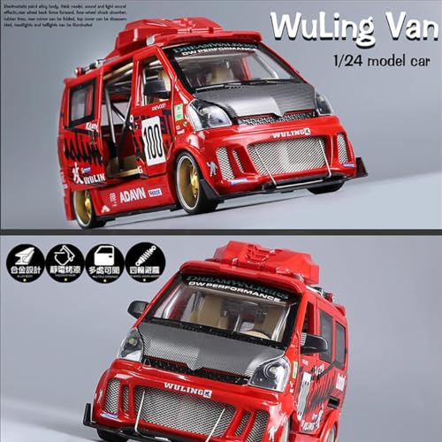 Image of Magicwand Die-Cast Zinc Alloy 1:24 Scale Wuling Track Sports Van【Large】 with 6 Openable Doors,Lights & Music & Steerable Front Wheels【Random Color】【Pack of 1】