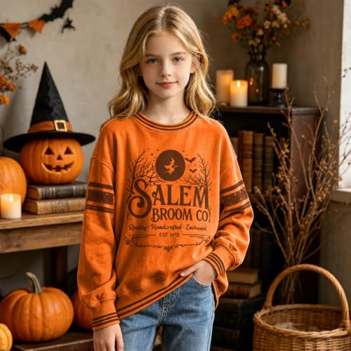 Salem Broom Company Sweatshirt For Teen Girls Halloween Witch Crewneck Tops - image 3