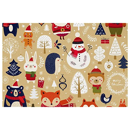 Set de table tissu Oxford lavable rigide et résistant pour décoration Noël