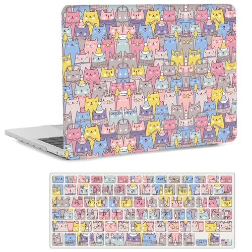Funda MacBook Air 13 M4 M3 M2 carcasa rígida con protector de teclado gato artístico