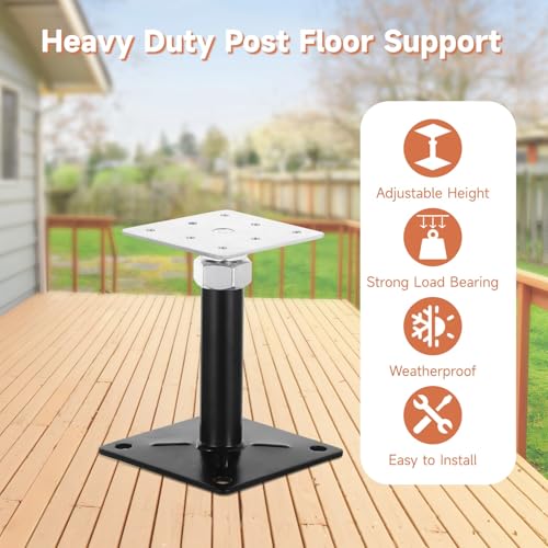 Image of 2 PCS Adjustable Floor Jacks, Heavy Duty Metal Post Floor Support, 5 to 8 Inches Mini Screw House Jack, Deck Foundation Lift Support, Level Support Floor Straightener for Balcony Patio Courtyard