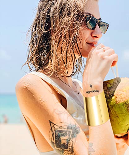 Bomail 2 Pcs Cuff Bangle Bracelet Set For Women Open Wide Wire Bracelets Gold Wrist Cuff Wrap Bracelet Adjustable #TOP2