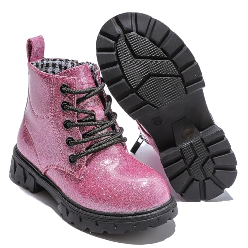 WUIWUIYU Boys Girls Combat Boots Waterproof Zip-up Hiking Ankle Boots Short Booties Desert Motorcyle Boots2