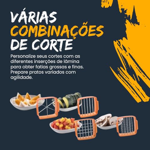 Cortador Compacto de Legumes, Verduras e Frutas Fatiador Multiuso 5 em 1