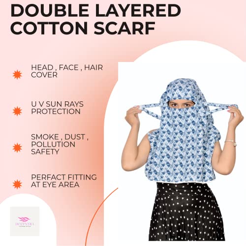 Image of Scarf Face Mask Head Neck Hair Bandana Cover Sun Protection Face Cover Smkoe Dust Safety Scarf Cum Mask For Women Girls Daily Use Face Scarf Mask