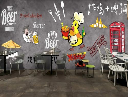 Mural de cemento retro para cafeterías y paredes temáticas de restaurantes urbanos 2