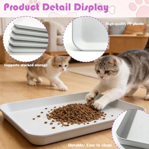 Kit de 5 bandejas grandes para arenero de gato blanco miniatura 4