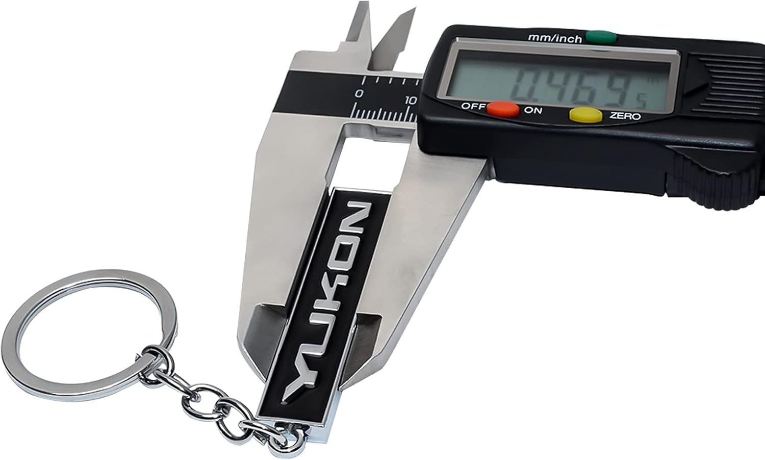 EmbsPro 3D Chrome Metal Car Logo Yukon Emblem Keychain Keyring Zicn Alloy Key Holder Key Fob Ring Keychain for GMC Accessories (Chrome Black) : Automotive