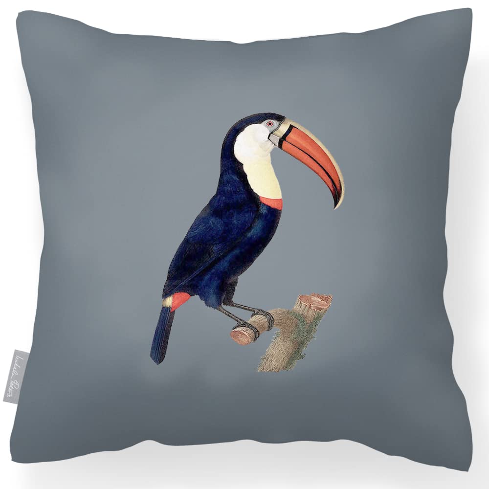 Izabela Peters Toucan - Grey Outdoor Cushions Waterproof, 43 Cm, Filled Outdoor Cushion, Garden Furniture Cushions, Outdoor Seat Cushions, Garden Chair Cushions