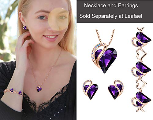 Leafael 18K Rose Gold Plated Love Heart Link Bracelet With Dark Amethyst Pink Healing Stone Crystal For Creativity, Jewelry Gifts For Women, 7" Chain + 2" Extender #TOP6