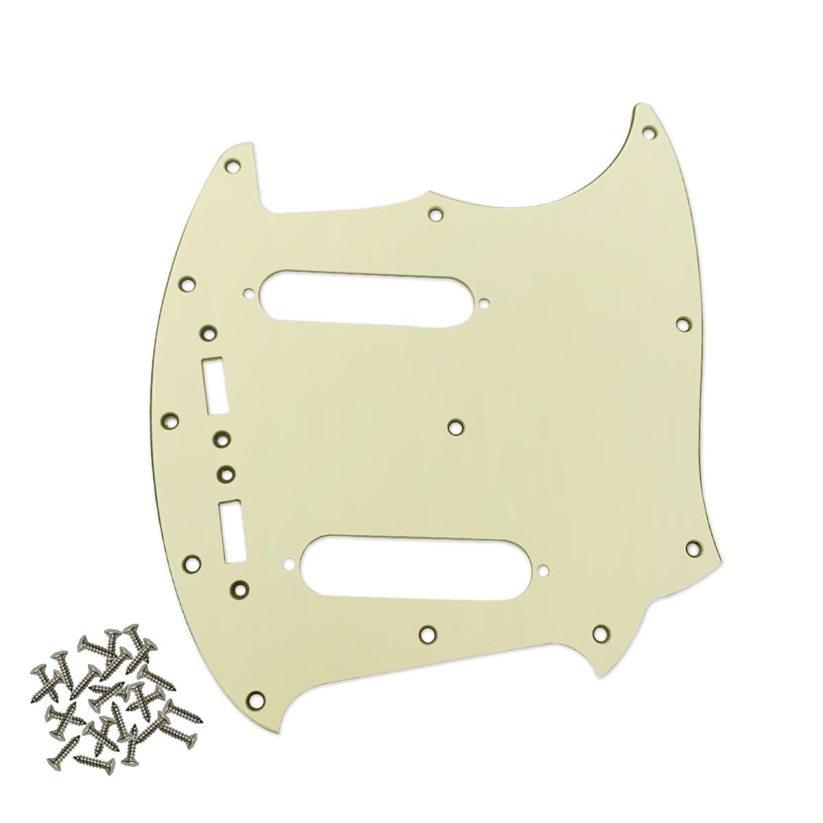 SHENGSUI Ivory 3 Ply Pro 12-Hole Guitar Pickguard for Fender American Mustang