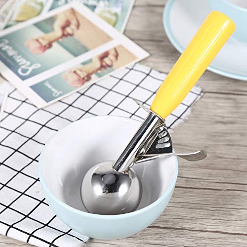 Nikou Ice Cream Scoop - Practical Stainless Steel Fruit Ice Cream Scoop Spoon with Plastic Handle Kitchen Tool (Color : Yellow-5.5cm) - Image 2