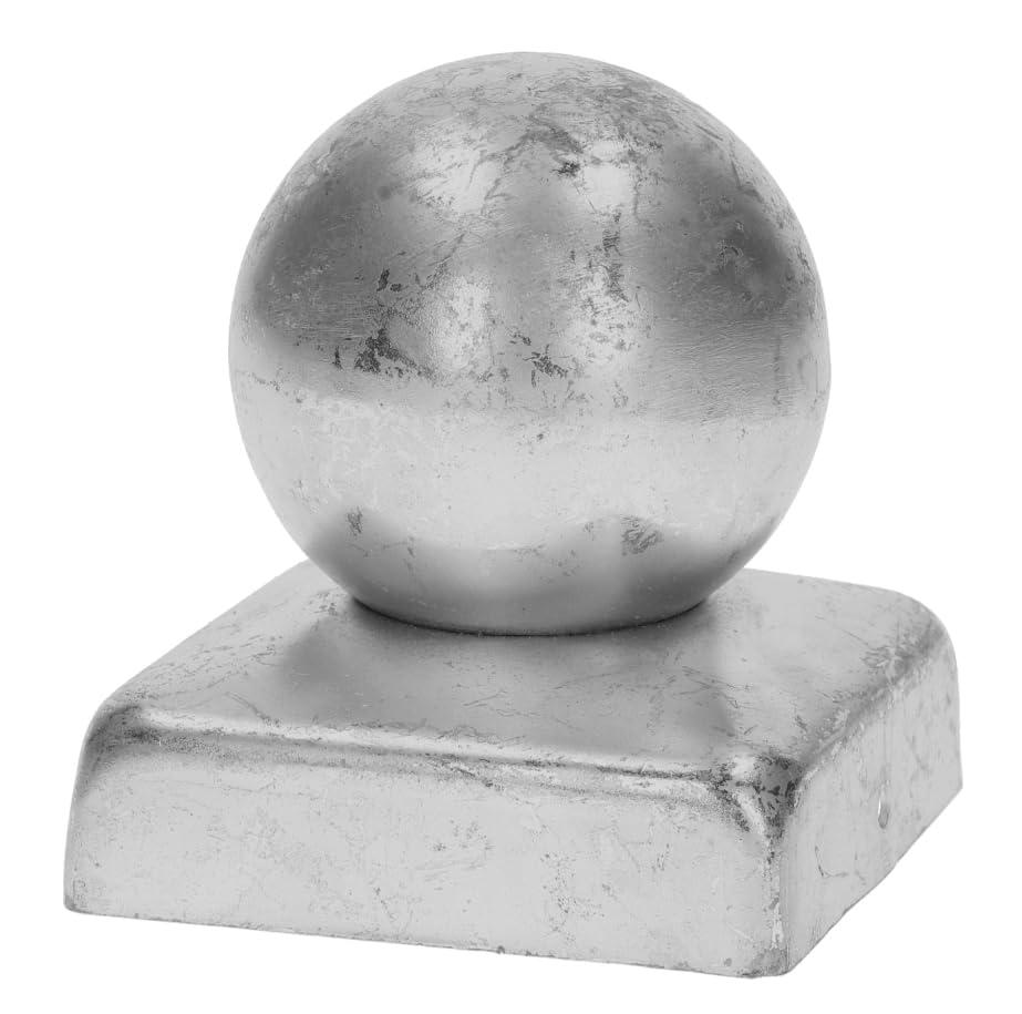 Square Post Cap with Ball 90 mm for Fence Posts 90 x 90 mm Galvanised Steel Pyramid Shape Cover Cap for Wooden Posts Pack of 1 Post Protective Cap Post Cover