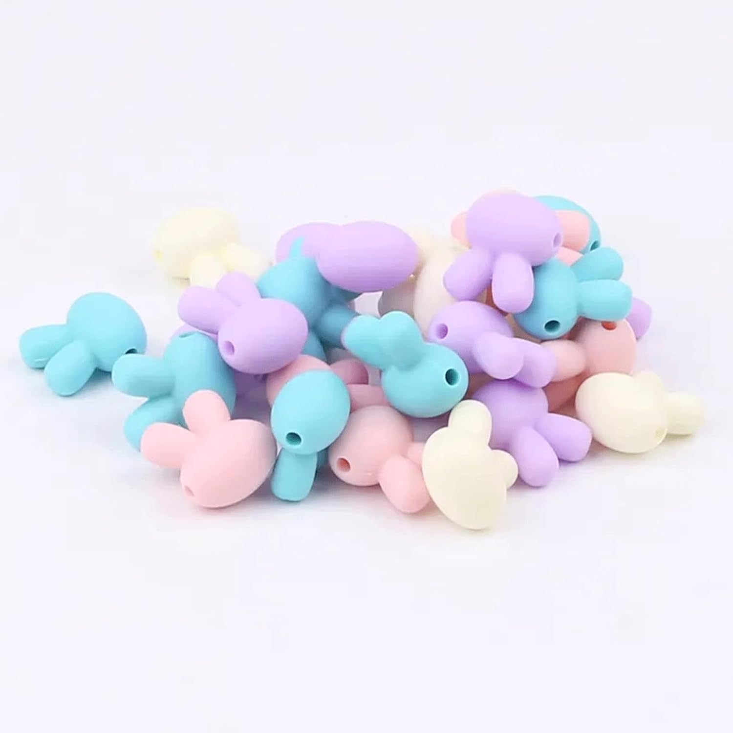 20PCS Rabbit Silicone Beads Colorful Silicone Beads Bulk Spacer Beads Colorful Focal Beads for DIY Craft Garland Keychain Lanyard Necklace Bracelet Jewelry Making Accessories Handmade Crafts - Image 5