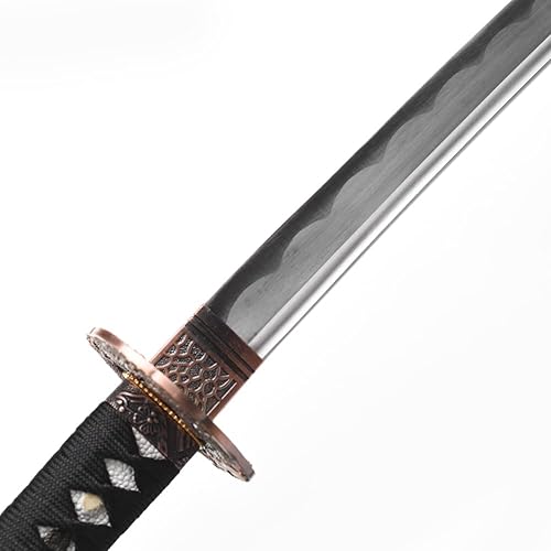 Miniatura 5 de -Samurai Katana - Espada japonesa hecha a mano, práctica, acero al carbono 1045, templadoarcilla templada, espiga completa, afilada, vaina (dragón