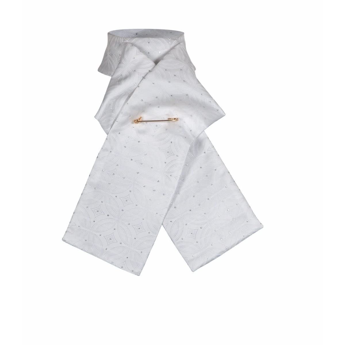 Shires Ready Tied Brocade Horse Riding Stock in White Medium, White