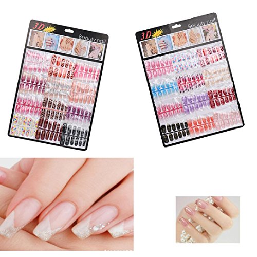 Franterd Full Cover Nails, Acrylicfull Cover False Nail Art - French Designtips -144PCS