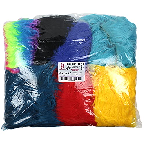 Barcelonetta | Faux Fur Scrap Pieces | 1 Lb Bag | Faux Fur Fabric Remnant | Gnome Beard, DIY Projects, Patches (Vibrant Colors)