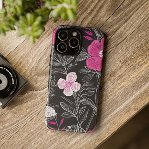 Coque rigide mate floral rose et blanc pour iPhone 16 Pro Max