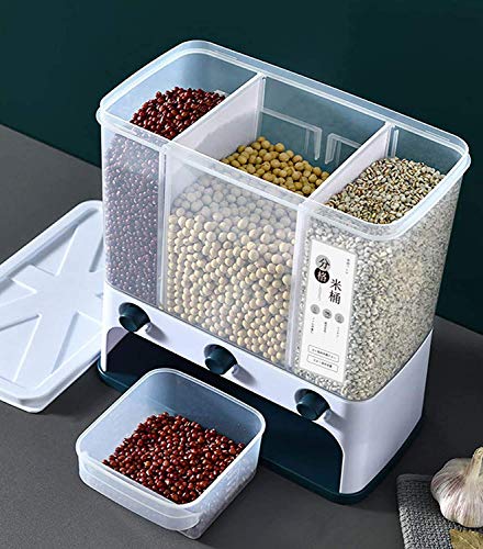 Image of Mechdel Plastic 3 Grid Wall Mounted Dry Food Dispenser - Space Saving Containers for Convenient Storage of Whole Grains, Rice Nuts Beans Candy Cereals (Transparent )