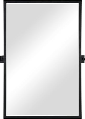 Miniatura 7 de Espejo giratorio de 24 x 36 pulgadas, marco de metal negro, espejos inclinables de baño para sobre el fregadero, espejos rectangulares ajustables,