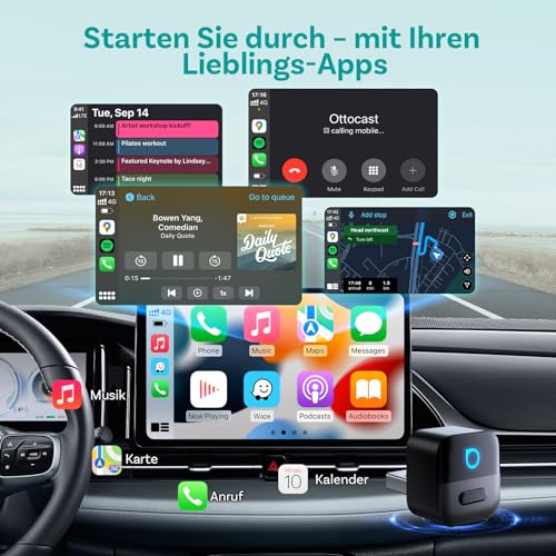 (2026 Neu) OTTOCAST 2-in-1 Wireless CarPlay & Android Auto Adapter, Ottocast Mini Pico mit EIN-Knopf-Trennung, WiFi 6, Bluetooth 5.4, Plug & Play für Fahrzeuge mit werkseitigem CarPlay/Android Auto