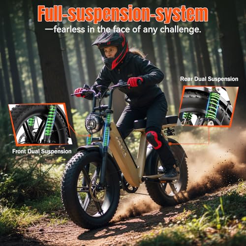 Image of TST Electric Bike for Adults 1500W Peak 20 inch Fat Tire All-Terrain E-Bike 60 Miles Electric Dirt Bike - 48V 15 AH Battery Electric Bicycle