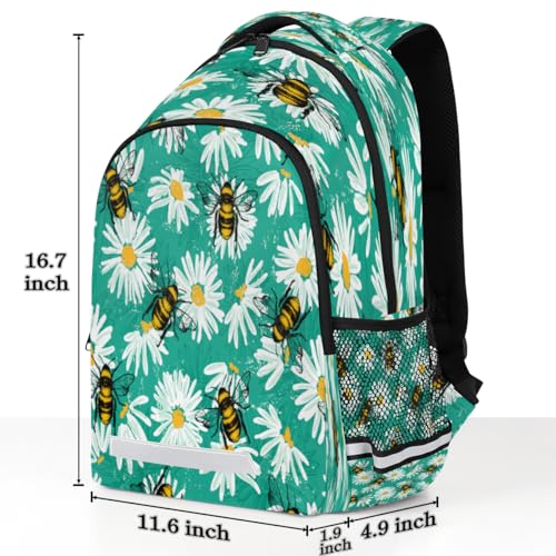 Bee Chrysanthemum Backpack with Chest Strap Reflective Lightweight Travel Hiking Backpack for Men Women Waterproof Daypack Back Pack for Commute Camping3