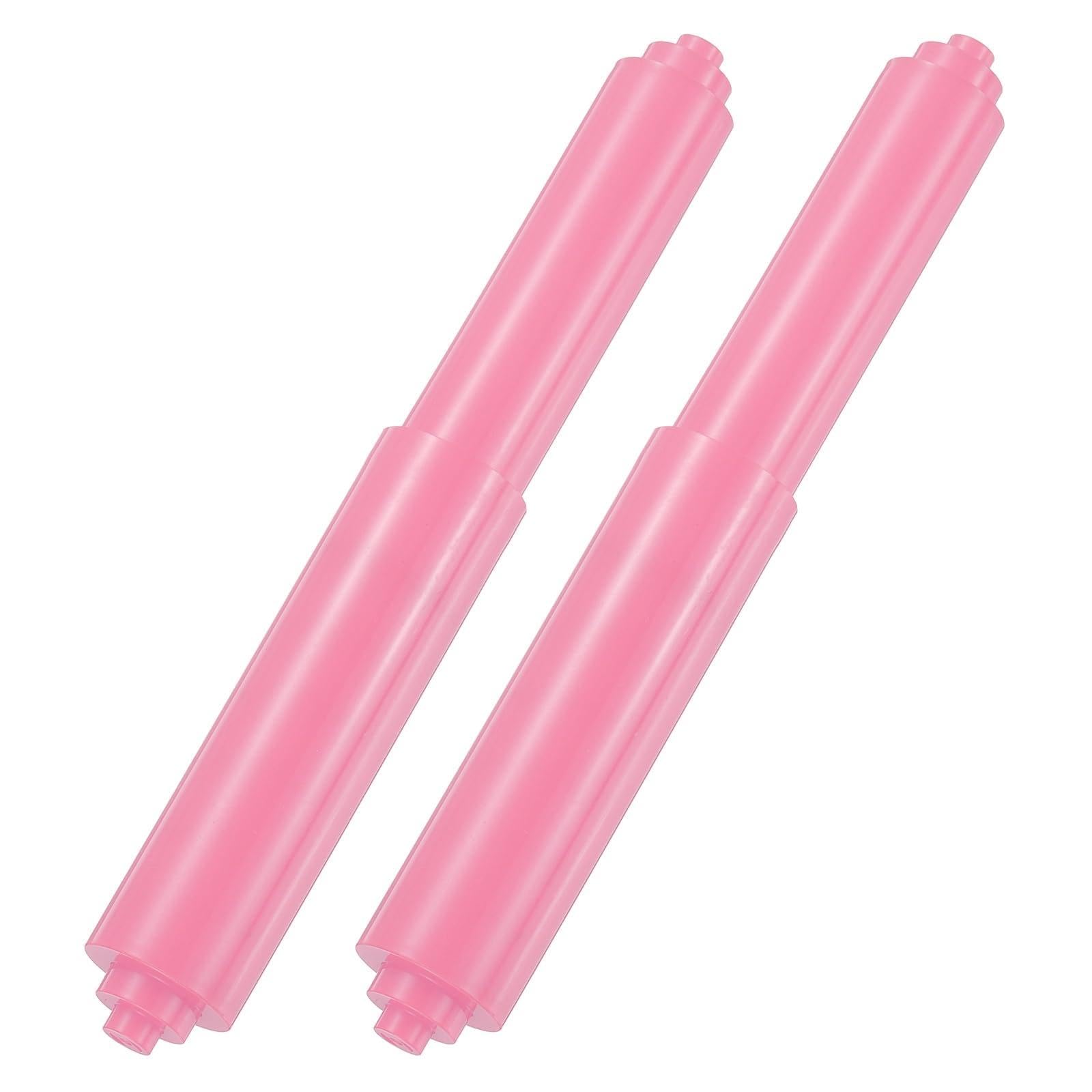 sourcing map 2PCS Toilet Paper Holder Roller, 4.6" to 7" Retractable Bathroom Tissue Roll Holder Toilet Paper Spring Rod Replacement Plastic for Washroom Bathroom, Pink